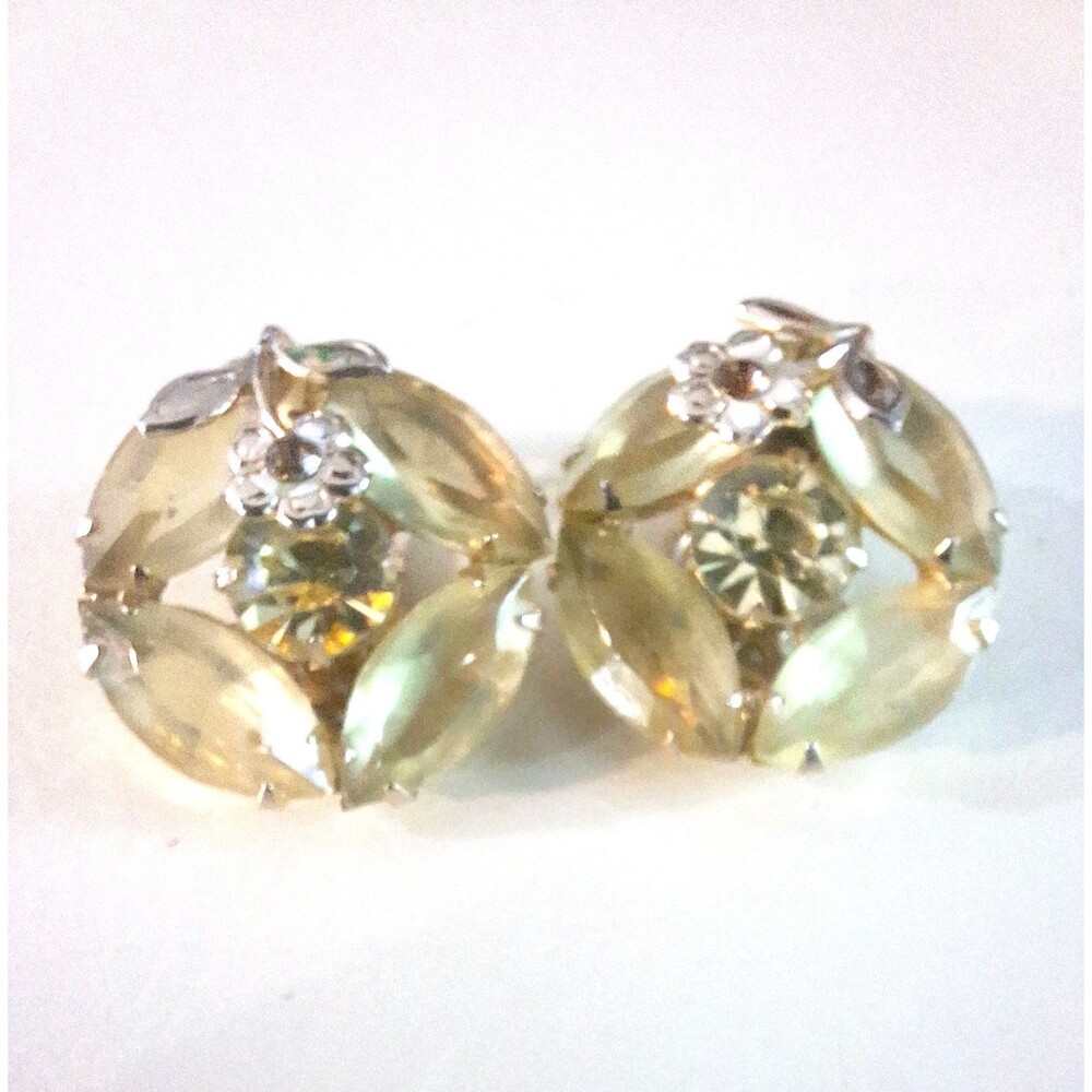 Weiss Aurora Bealis Vintage Clip-On Earrings - Signed - Picture 4 of 5